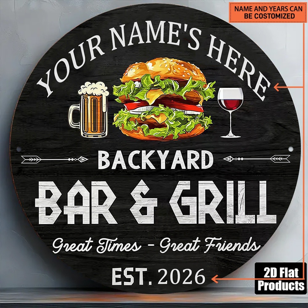 Wine Beer Name - [2D Плоская] 1 шт. Металлическая табличка